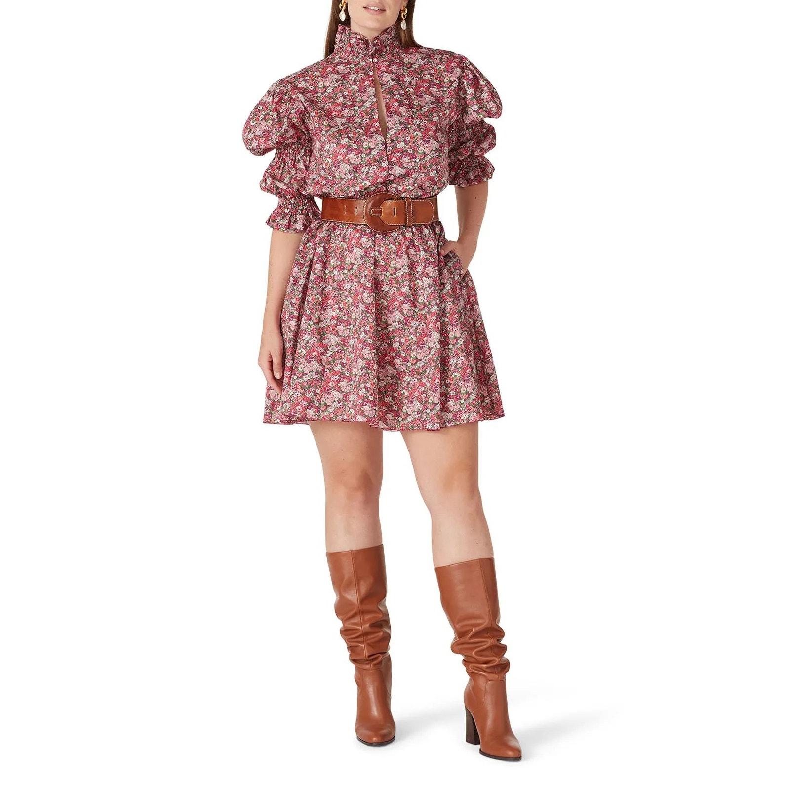 Philosophy Di Lorenzo Serafini Red Puff Shoulder Dress